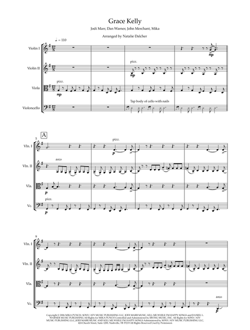 Grace Kelly (Arr. Natalie Dalcher) - Mika (String Quartet)