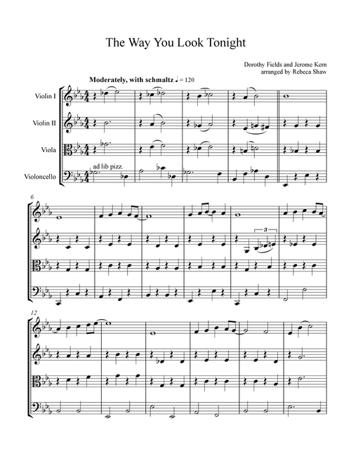 The Way You Look Tonight (Arr. Rebecca Shaw) - Fred Astaire (String Quartet)