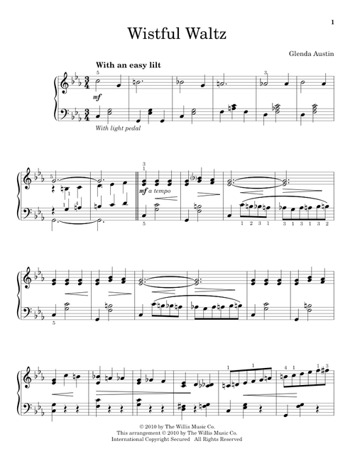 Wistful Waltz - Glenda Austin (Educational Piano)