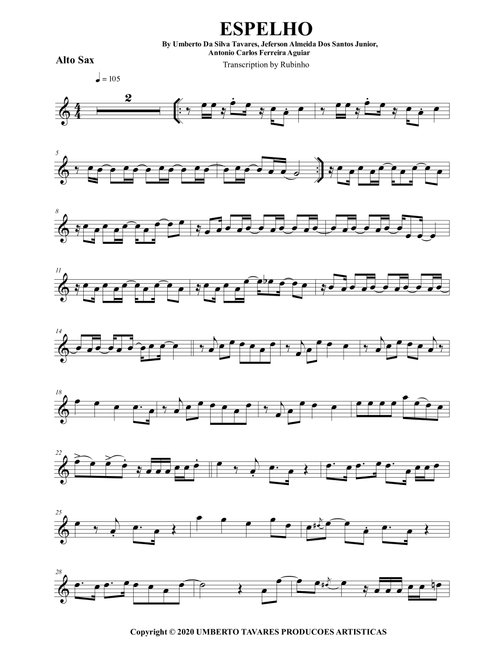 Espelho (Arr. Rubinho) - Jeferson Almeida Dos Santos Junior, Umberto Da Silva Tavares, Antonio Carlos Ferreira Aguiar (Alto Sax Solo)