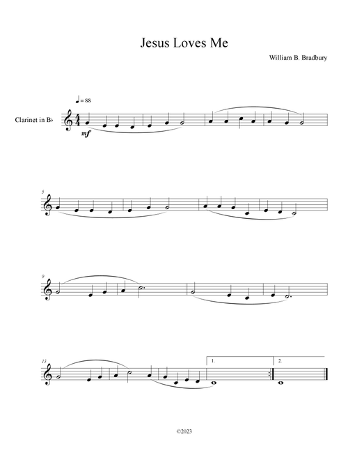 Jesus Loves Me (Clarinet Solo) (Arr. B. C. Dockery) - William B Bradbury (Clarinet Solo)