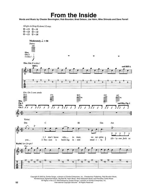 From The Inside - Linkin Park (Guitar Tab)