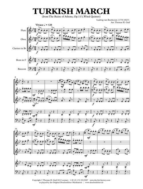 Turkish March - Beethoven - Wind Quintet (Arr. Thomas H. Graf) - LV Beethoven (Woodwind Ensemble)