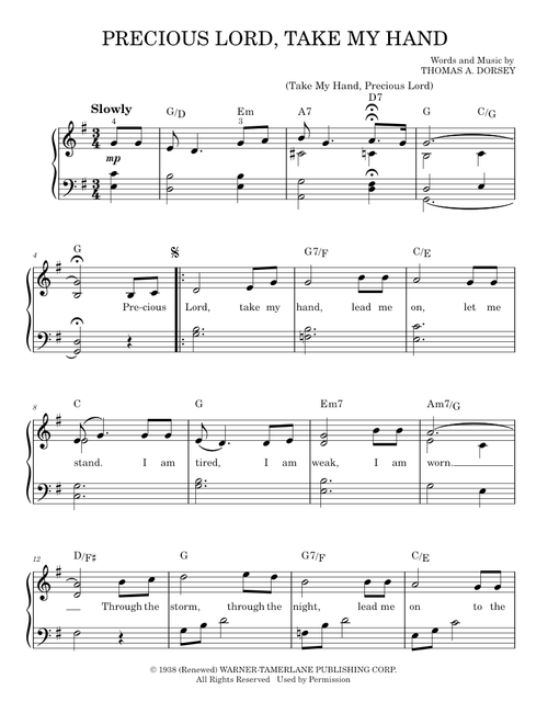Precious Lord, Take My Hand - Thomas A. Dorsey (Easy Piano)