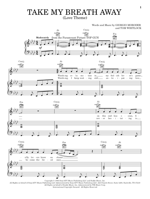 Take My Breath Away (Love Theme) (from Top Gun) - Berlin (Vocal Pro + Piano-Guitar)