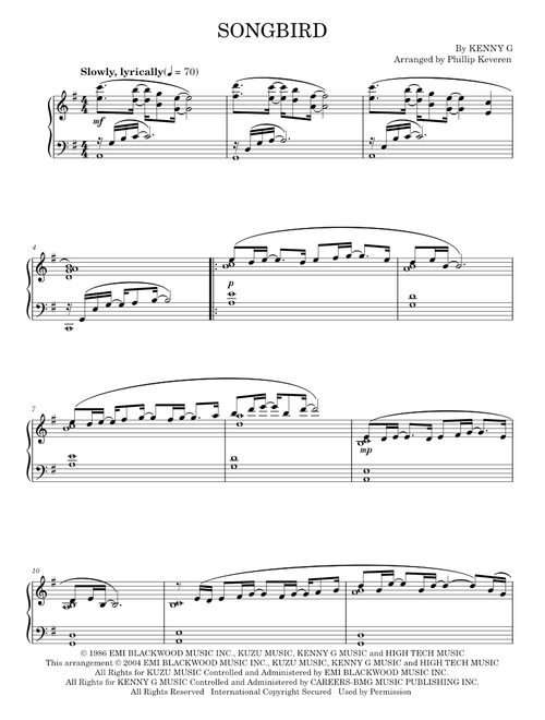 Songbird - Kenny G (Piano Solo)