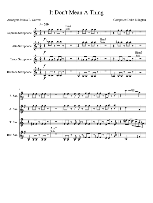 It Don't Mean A Thing Sax Quartet