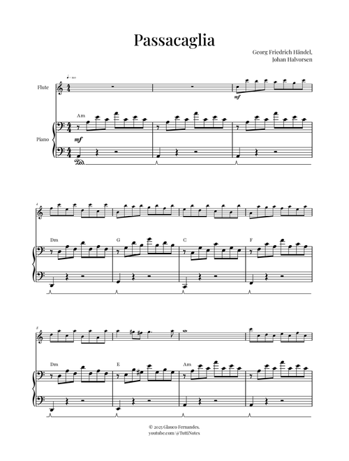 Passacaglia by Handel/Halvorsen (Arr. Glauco Fernandes) - Georg Friedrich Händel, Johan Halvorsen (Flute and Piano)