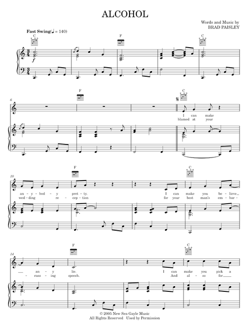 Alcohol - Brad Paisley (Piano-Vocal-Guitar)