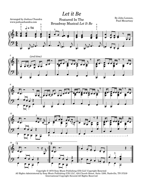 Let It Be (Arr. Joshua Chandra) - Kris Allen (Piano Solo)