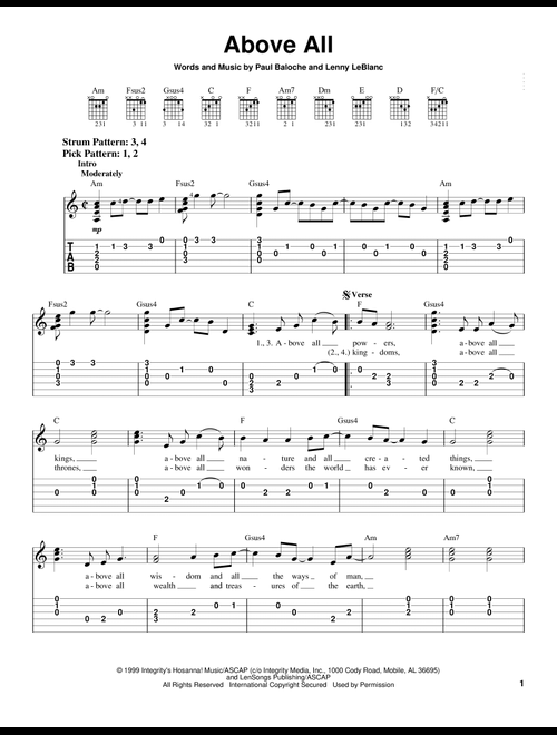 Above All - Paul Baloche (Easy Guitar with TAB)