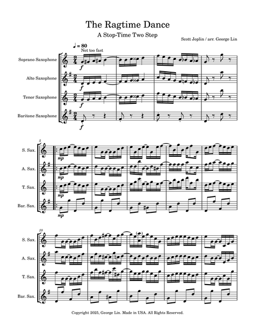 The Ragtime Dance (Scott Joplin) (Arr. George Lin) (Woodwind Ensemble)