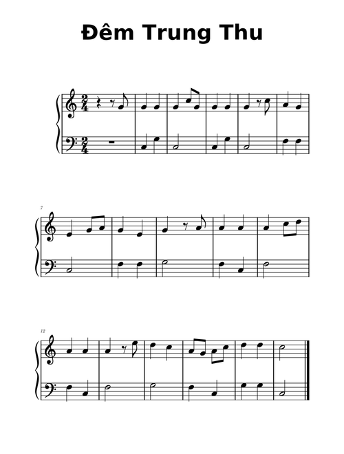 Đêm Trung Thu - Piano sheet easy