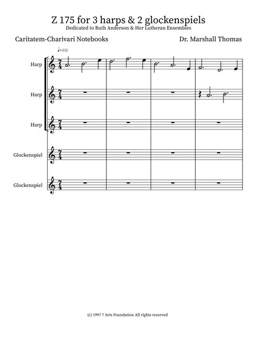 Z 175 for 3 harps & 2 glockenspiels - Celebrity Chamber Players (Small Ensemble)