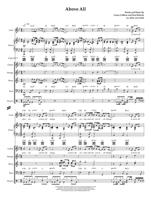 Above All (Arr. John van Gulik) - Rebecca St James (Small Ensemble)