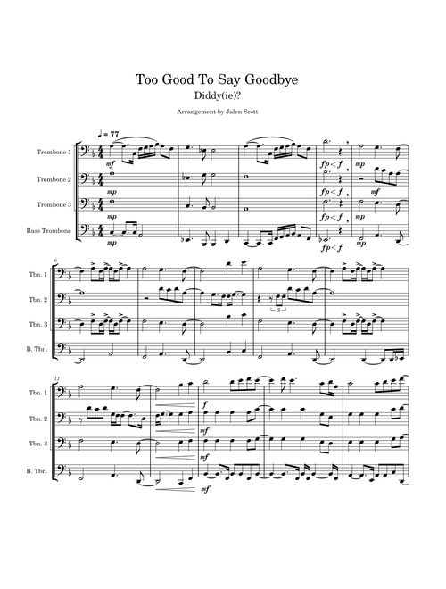 Too Good To Say Goodbye - Trombone Ensemble
