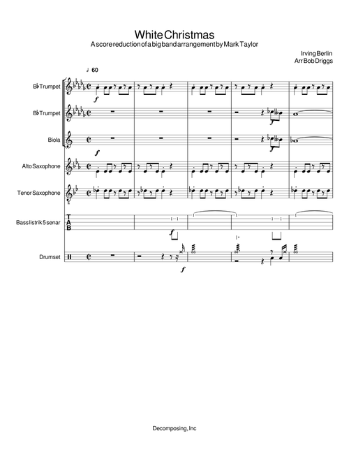White Christmas A score reduction of a big band arrangement by Mark Taylor