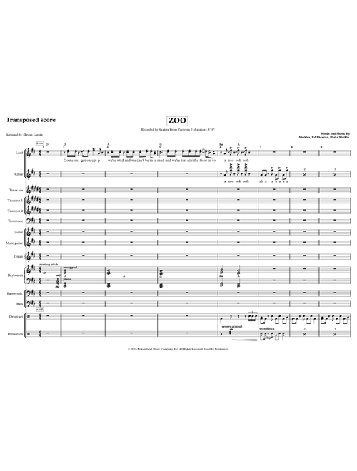 Zoo (Arr. BRUNO LONGIN) - Shakira (Large Ensemble)