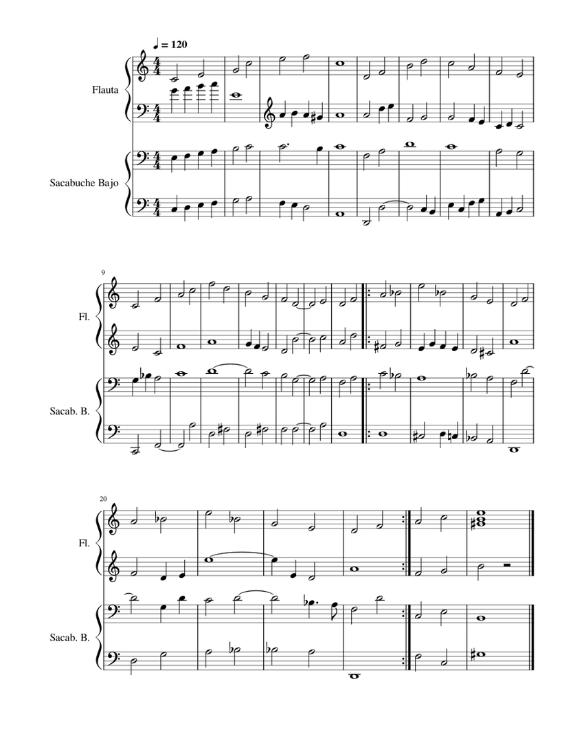 AIX Sheet music for Flute, Trombone other (Mixed Duet)