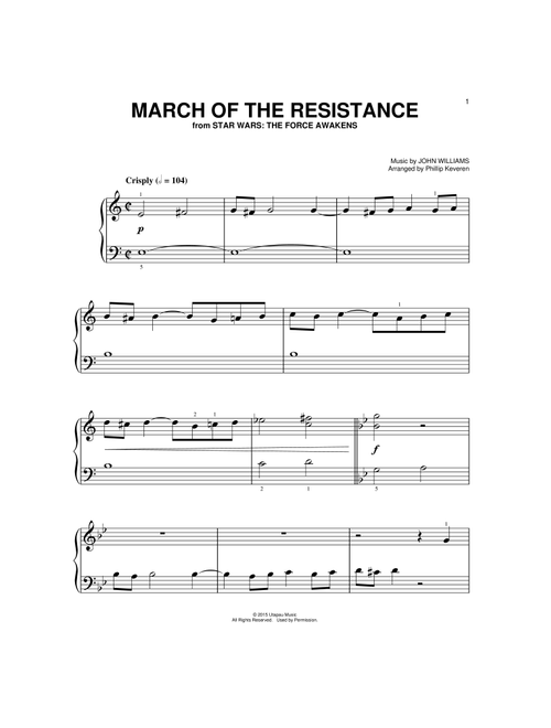 March Of The Resistance (arr. Phillip Keveren) - John Williams (Big Note Piano)