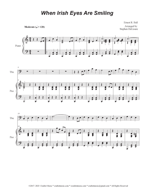 When Irish Eyes Are Smiling (Trombone solo and Piano) (Arr. Stephen DeCesare) (Trombone and Piano)