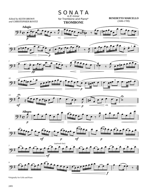 Sonata in E minor for String Bass and Piano – Benedetto Marcello Sonata in E minor for Trombone and Piano – Benedetto Marcello