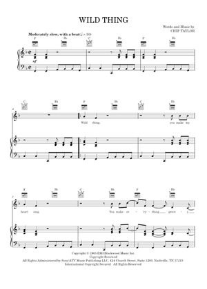 Wild Thing – Jimi Hendrix, Sam Kinison, The Troggs Sheet Music with ...