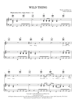 Wild Thing Riff Wild Thing – Jimi Hendrix, Sam Kinison, The Troggs Sheet Music with ...
