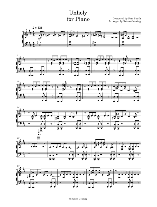 Unholy – Sam Smith for Piano