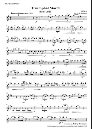 Verdi Triumphal March from Aida Sheet Music for Saxophone alto