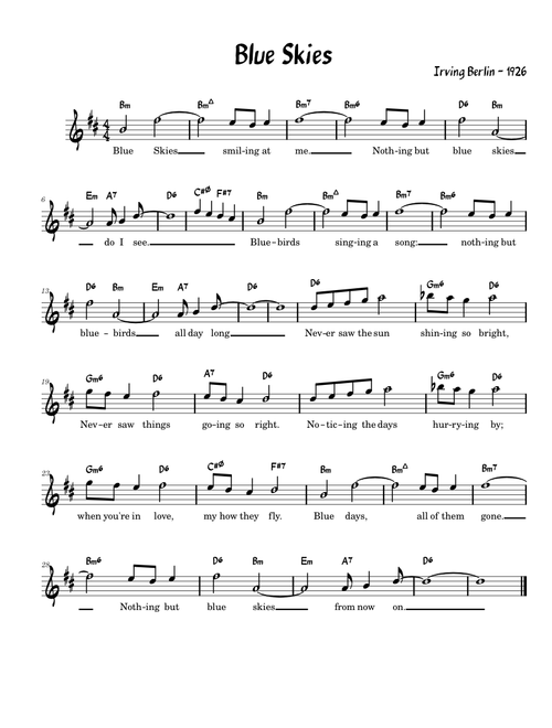 Blue skies – Irving Berlin