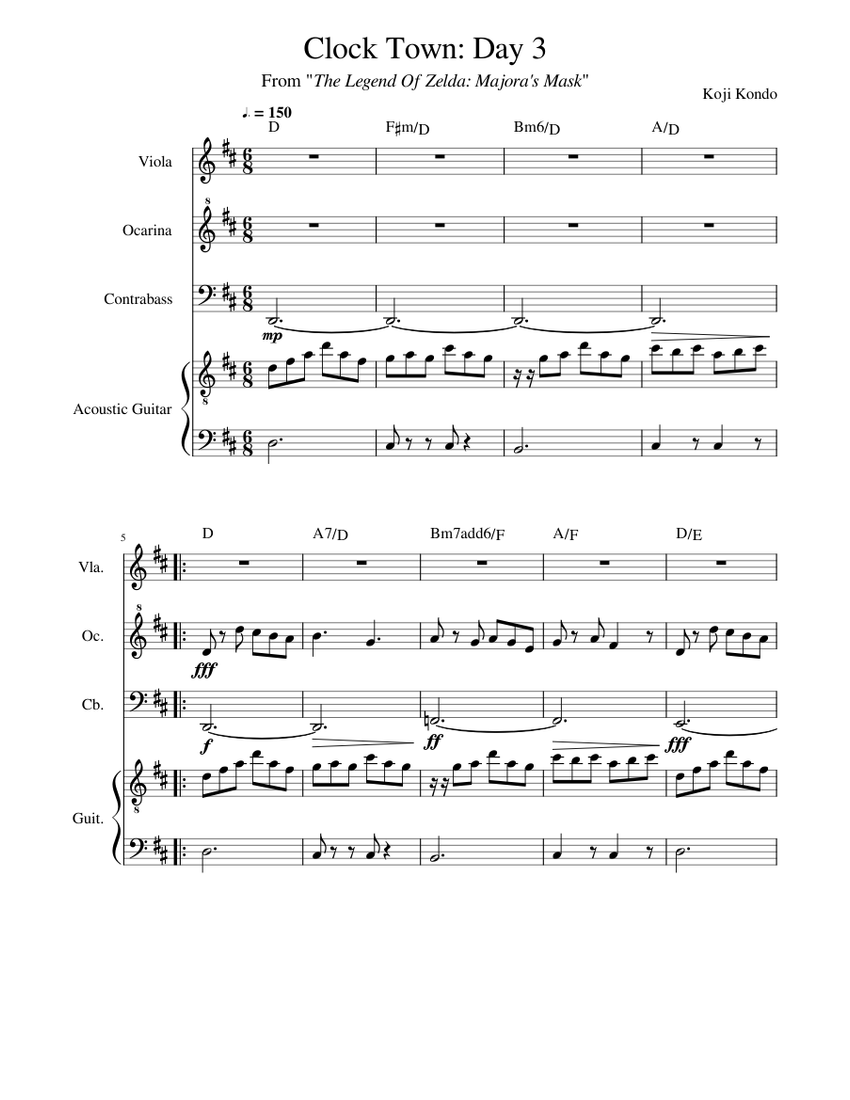 Clock Town: Day 3 (Majora's Mask) Sheet Music with Chords for