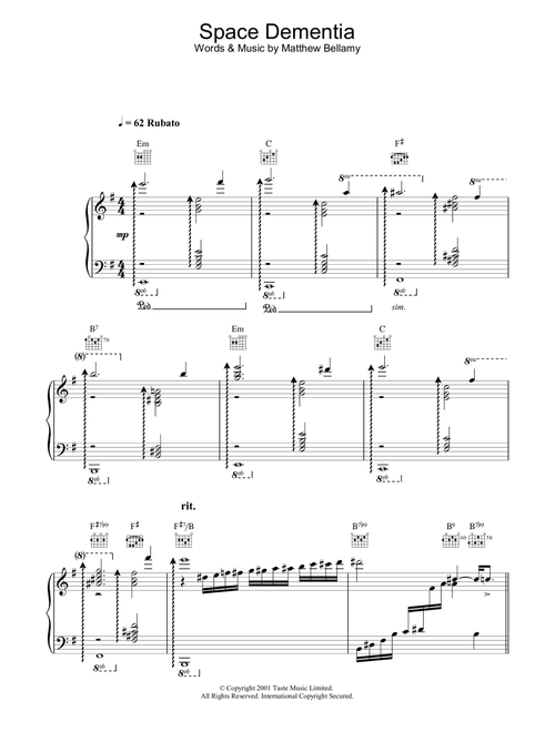 Space Dementia - Muse (Piano-Vocal-Guitar (Piano Accompaniment))