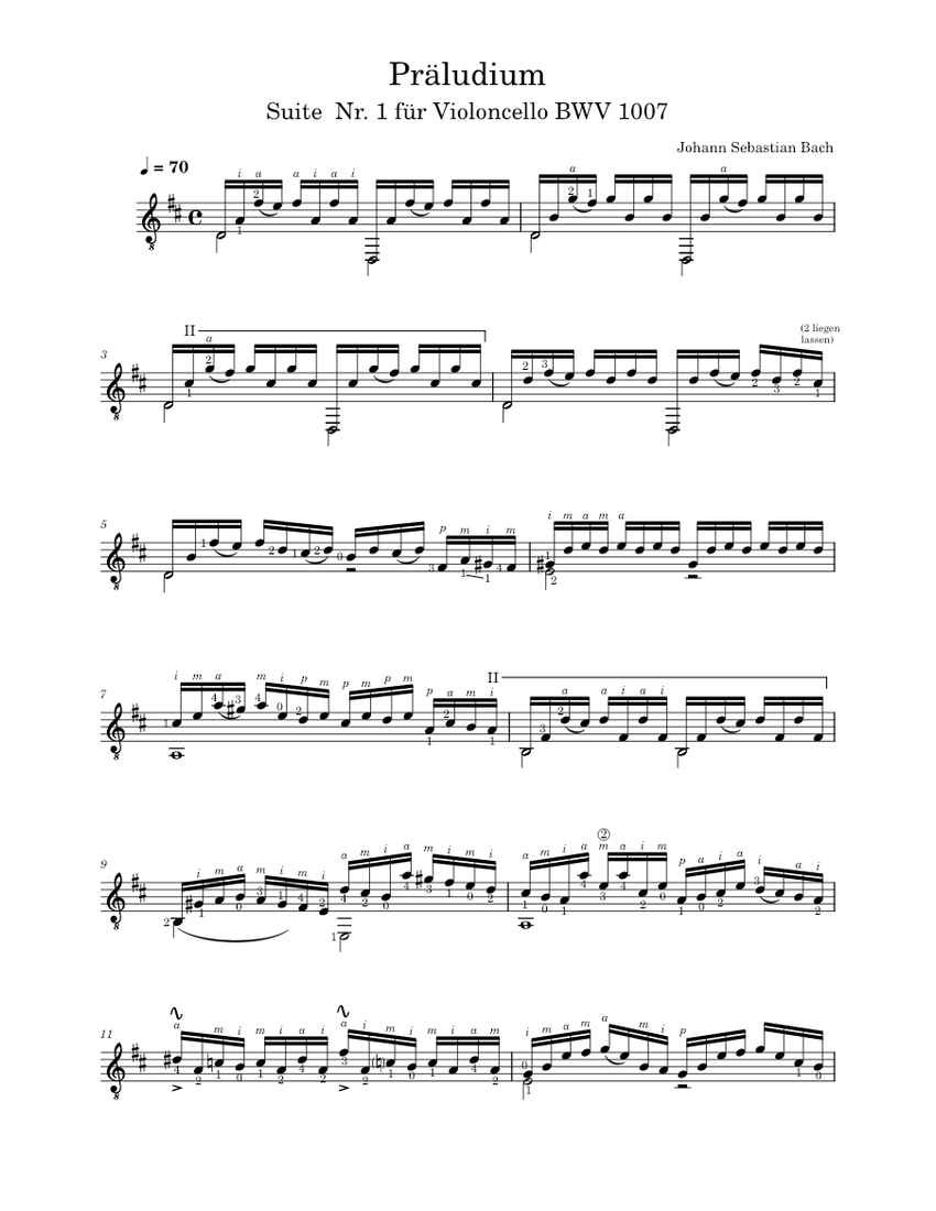 Cello Suite No. 1, Prelude (BWV 1007) – Johann Sebastian Bach Sheet ...