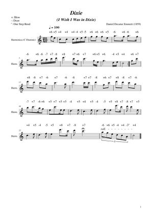 Dixie (I Wish I Was In Dixie) – Daniel Decatur Emmett Dixieland Sheet ...