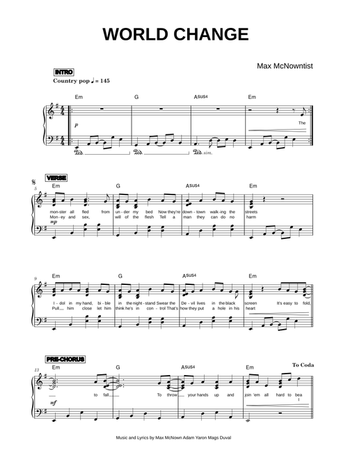 World Change Me - Max McNown (Piano)