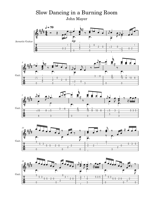 Slow Dancing in a Burning Room by John Mayer (Fingerstyle Arrangement)