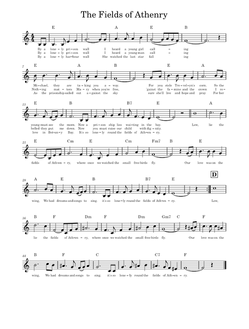 The fields of athenry – The Dubliners The Fields of Athenry – The Dubliners - E major