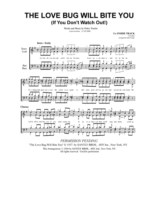 The Love Bug Will Bite You (If You Don't (Arr. Kirk Young) - Pinky Tomlin (Choral, TTBB)