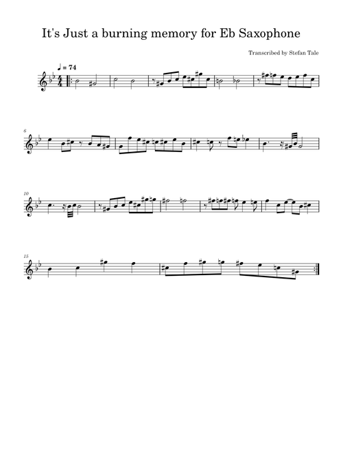 It's just a burning memory – The Caretaker It's Just a burning memory for Eb Saxophone