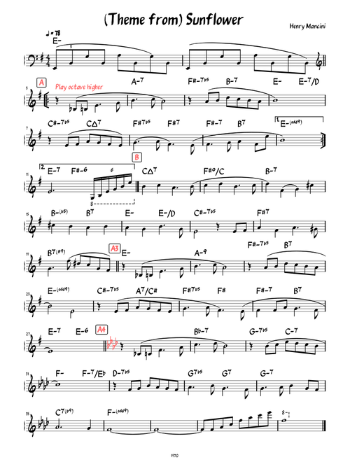Sunflower (Mancini) (Lead sheet )