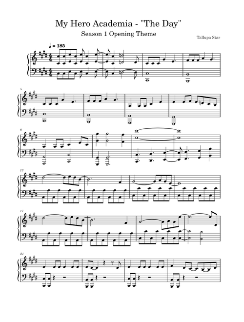My Hero Academia Season 1 Opening - "The Day" Piano Arrangement