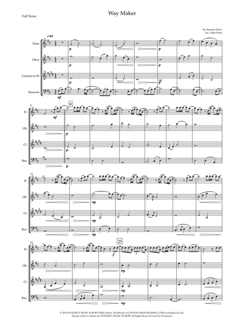 Way Maker (Arr. Fabio Britto) - Sinach (Woodwind Ensemble)