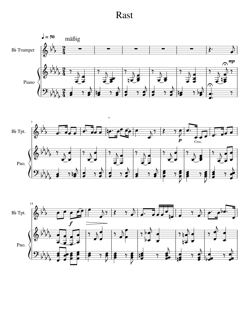 Rast Sheet music for Piano, Trumpet in b-flat (Solo) | Musescore.com