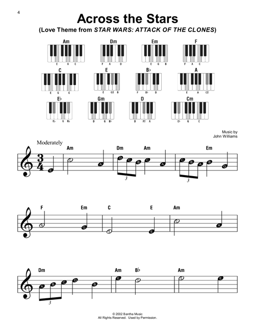 Across The Stars (Love Theme from Star Wars: Attack Of The Clones) - John Williams (Super Easy Piano)