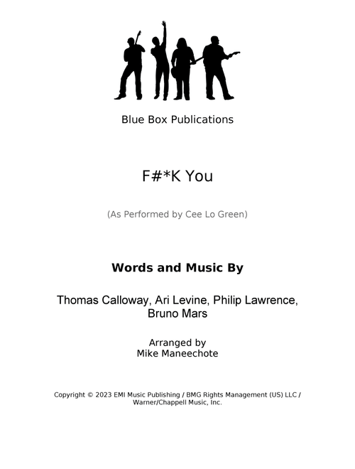 Fuck You (Arr. Mike Maneechote) - Cee Lo Green (Small Ensemble)