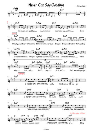 Never can say goodbye Sheet Music with Chords for Piano (Solo
