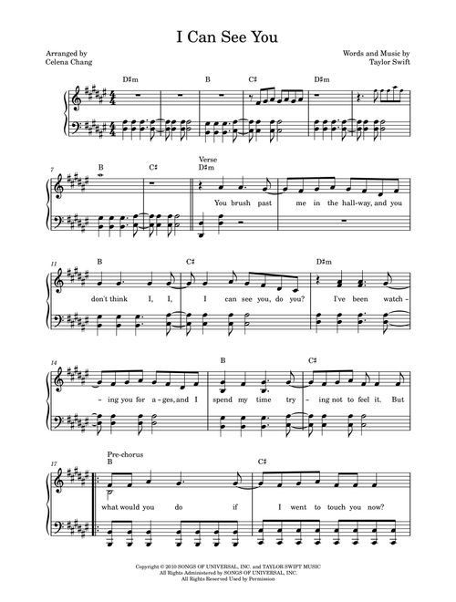 I Can See You (Arr. Celena Chang) - Taylor Swift (Piano Solo)