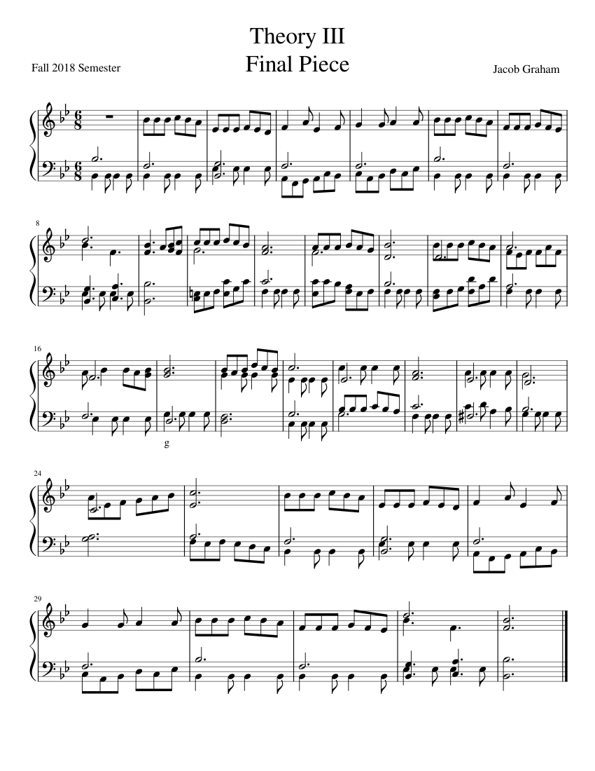 Final Project for Music Theory III Sheet music for Piano (Solo) Easy ...