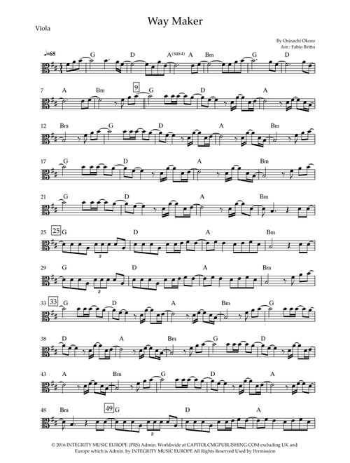 Way Maker (Arr. Fabio Britto) - Sinach (Viola Solo)